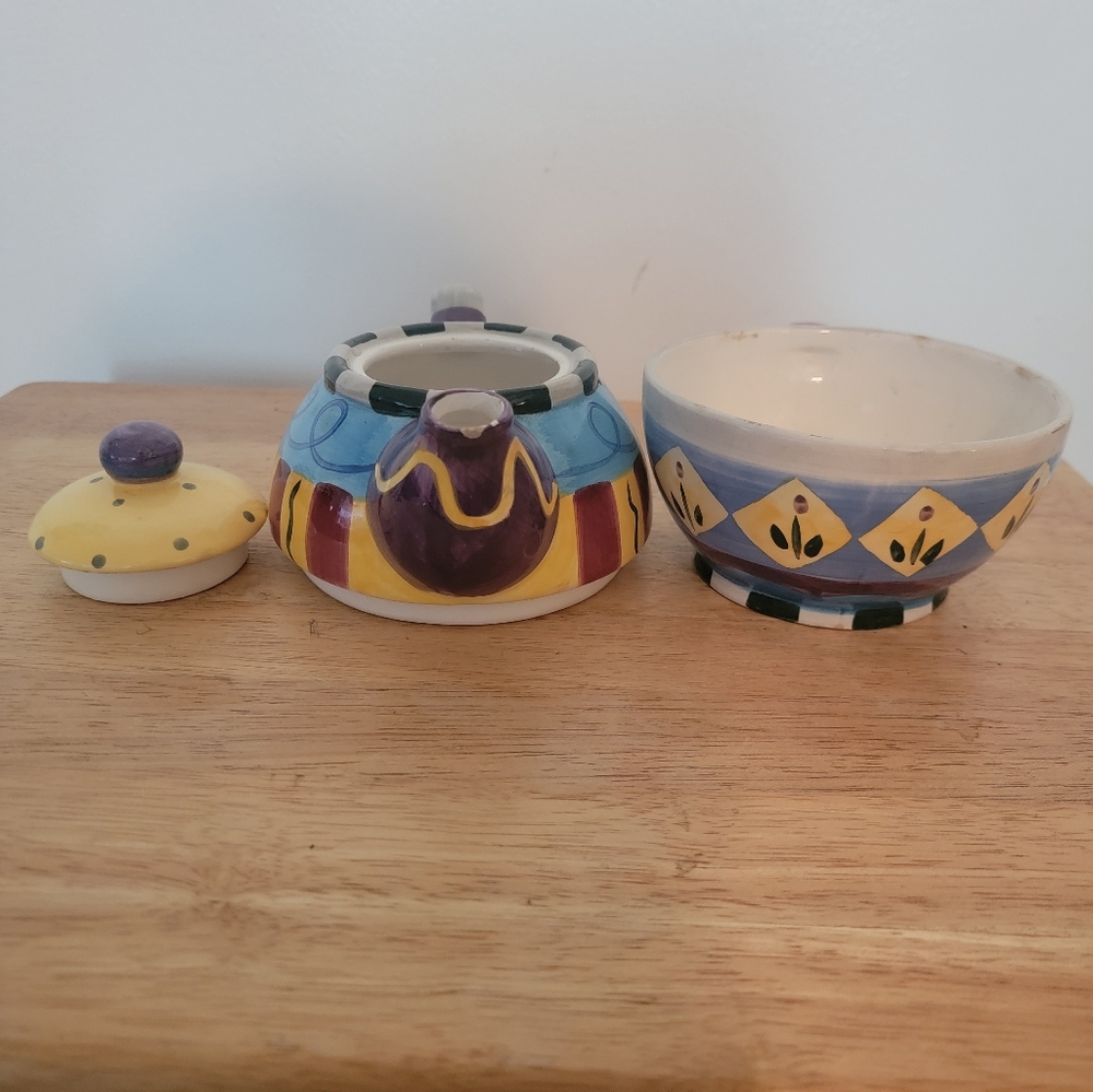Stackable 3pc Ceramic Tea Set - Picture 7 of 13